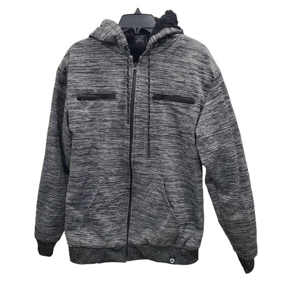 Airwalk Men's Gray‎ Black Spacedye Sherpa Lined Plush Zip Front Hoodie Size L - Picture 1 of 9